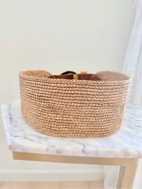 ? SÉZANE Carlie Belt Raffia Waist Belt Oversized Buckle Honey 80 main image 13